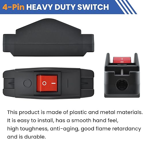 16A 220V Inline Cord Switch, On/Off Rocker Appliance Switch with LED Light, Waterproof Inline for High Power Lamps, Industrial Equipment & Home Appliances