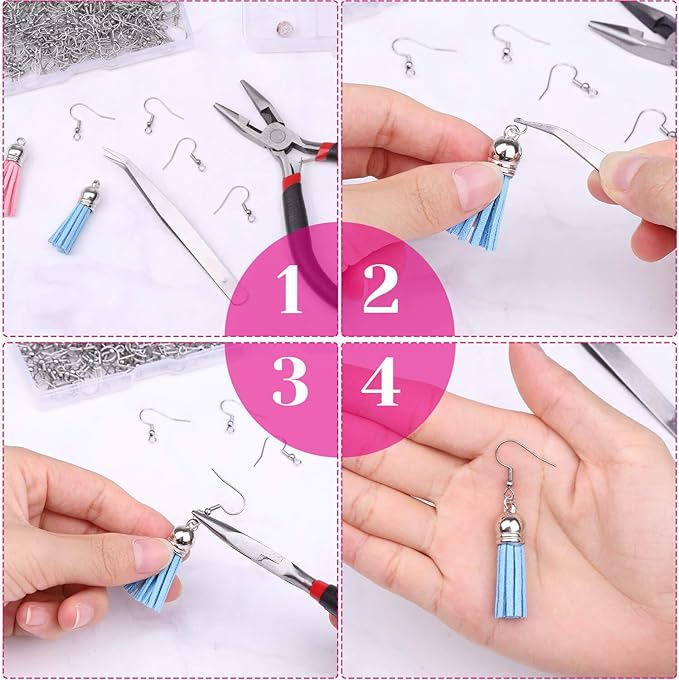 Cridoz Earring Hooks for Jewelry Making Supplies, 240pcs Hypoallergenic Stainless Steel Fish Hooks Kit With 240pcs Earring Backs