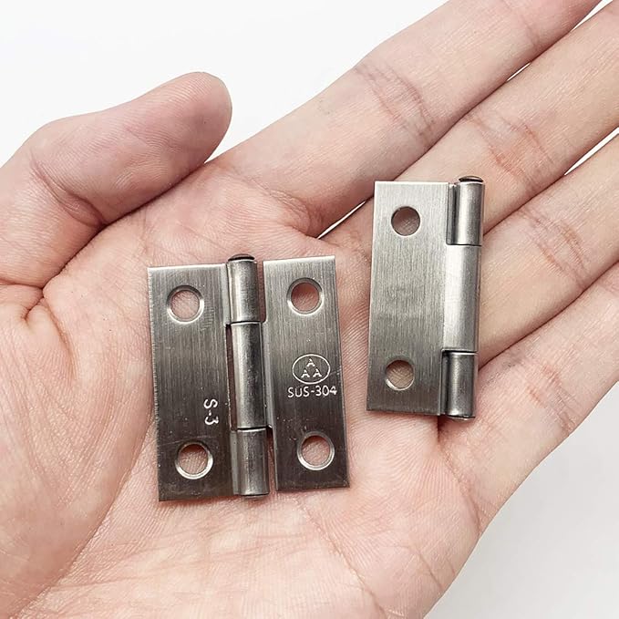10-Pack 304 Stainless Steel 1.5-inch Folding Butt Hinges Furniture Chest Door Hinges Small Hinges for Wooden Boxes Lid Jewelry Box Crafts(38mm x 30.5mm x 1mm)