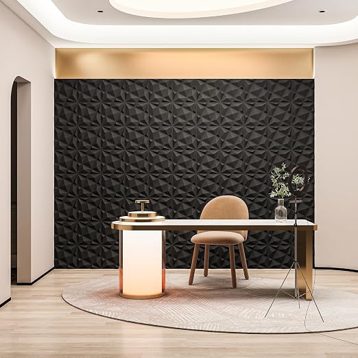 20 Pack 3D Wall Panels for Interior Wall Decor, 12''x12'' White Accent Diamond Panels for Gaming Room Bedroom TV Background, Black