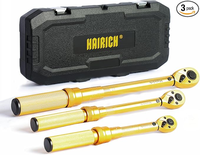 Hairich 1/4 3/8 1/2 inch Drive Click Torque Wrench, 3Pcs Torque Wrench Set 20-240in.lb, 10-45ft.lb, 10-170ft.lb,72-Tooth Dual Range Scales with Quick Release Reversible Head for Car