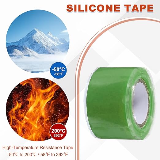 uxcell 2 Pcs Self Fusing Silicone Tape, 1" x 5ft Waterproof Water Leak Sealing Tape for Plumbing Pipe Hose Repair Handles, Green