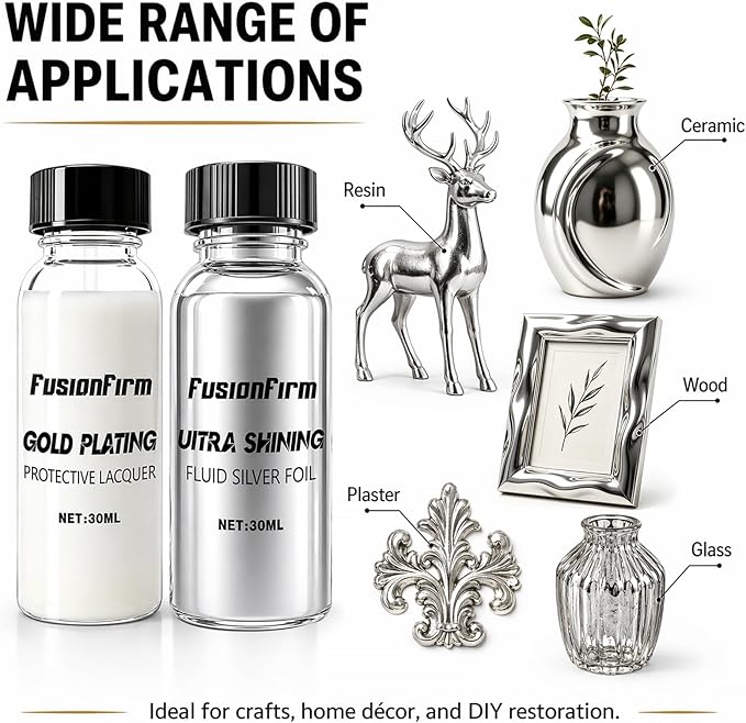 Liquid Leaf Paint - Alcohol-Based Airbrush Paint - High Gloss Finish Silver 1 Fl Oz