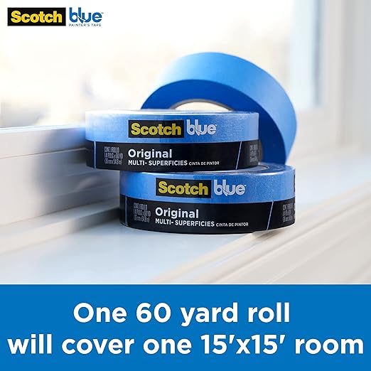 ScotchBlue Original Multi-Surface Painters Tape, 2 Inch Wide (1.88 in. x 60 Yds), 6 Rolls Blue Paint Tape Protects Surfaces & Removes Easily, Masking Tape for Indoor and Outdoor Use (2090-48TP6)