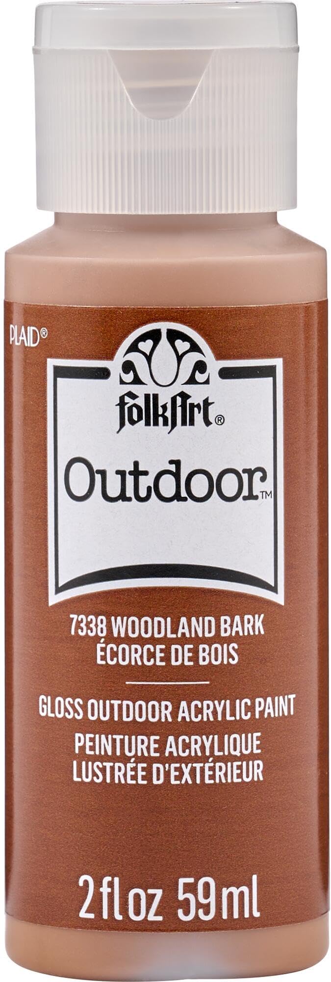 FolkArt Outdoor Acrylic Craft Paint, Gloss Finish, Woodland Bark, 2 fl oz