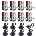8 Pack Toggle Switches, 2 Pin 20A 125V AC/ 15A 250V AC ON Off Switch, SPST Car Rocker Switches with Boot Cap Cover, 12V Heavy Duty Waterproof Toggle Switch