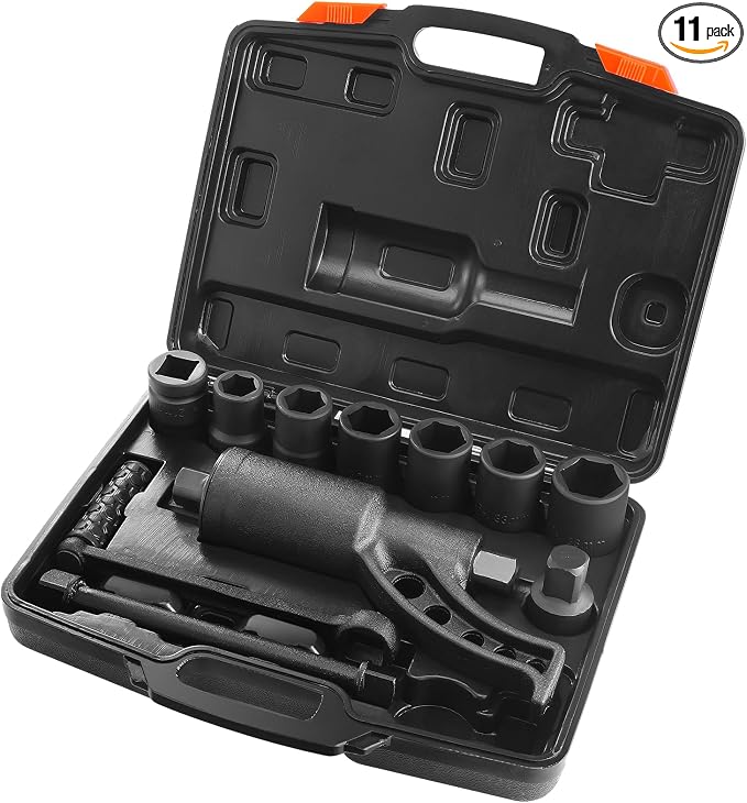 VEVOR Torque Multiplier, 1 Inch Drive Lug Nut Wrench/Multiplier Heavy Duty Torque Multiplier Wrench Set, 1:64 6,800N.m Lug Nut Remover, Includes 8 Sockets (24-38mm) and Storage Case