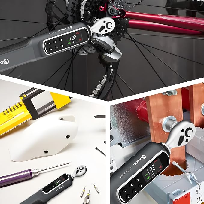 Digital Torque Wrench 0.4-22.1 Ft.Lb/0.5-30 Nm, 1/4 Drive | Dual Direction Rachet Wrench with Vibration, Buzzer and LED Alert, Electronic Torque Wrench for Bike Motorcycle Car Repair
