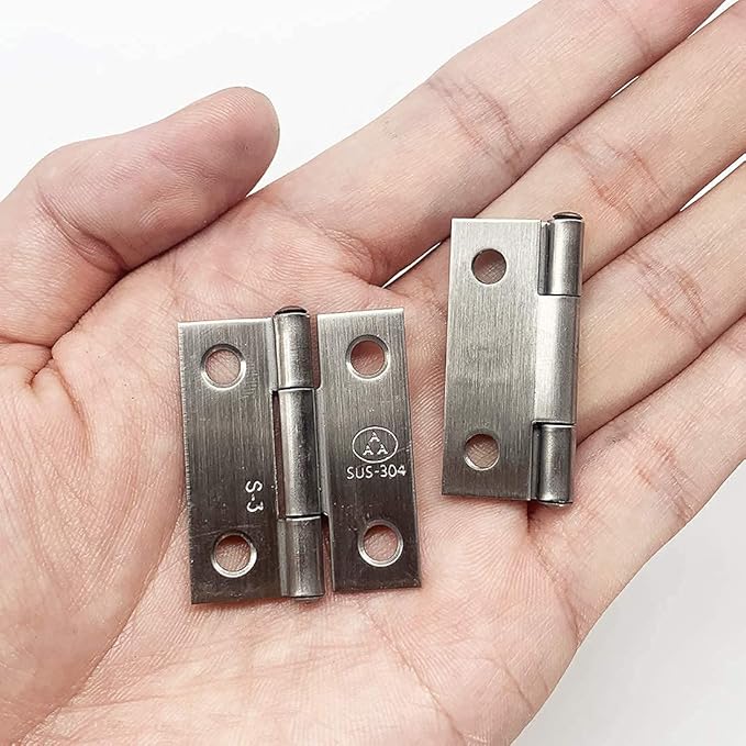 10pcs 304 Stainless Steel 1.5-inch Folding Butt Hinges Home Furniture Hardware Door Hinge Small Hinges for Wooden Boxes Lid Jewelry Box Crafts (38mm x 30.5mm x 1mm)