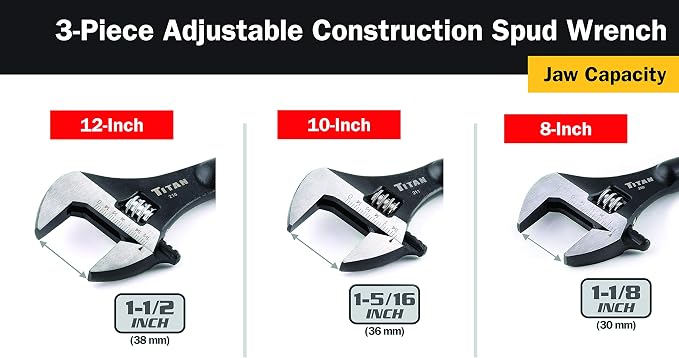 Titan 223 Adjustable Construction Spud Wrench, 3-Pc Set (Pack of 8)