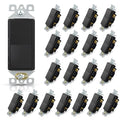 ELEGRP 3 Way Decorative Light Switch, 15Amp, 120-277 Volt, AC Decorator Rocker Paddle Wall Switch Replacement, Self-Grounding, Residential and Commercial Grade, UL Listed (20 Pack, Glossy Black)