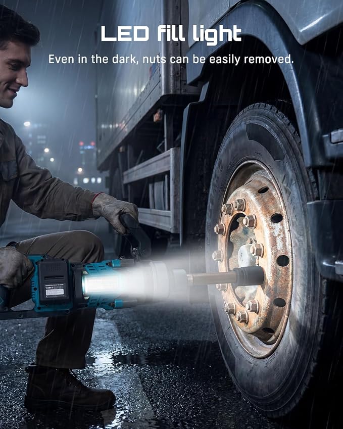 Seesii Cordless 1 inch impact gun 2581.47 FT-LBS(3500 N.m) High Torque Impact Wrench 7.88" Extended Anvil with 21V 2x5.0 Ah Battery, 5 Sockets&storage bag, for Truck,Tractor&Agri-Service,Construction