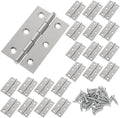 30PCS 2.75" x 1.7" Stainless Steel Hinges - Small Butt Hinges for Wooden Box - Folding Cabinet Closet Door Hinge for Jewelry Box Home Furniture Hardware Window(with 180 Mounting Screws)