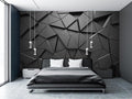 Cliouar-Black Geometric Figures 3D Wallpaper Mural 158" x 110"(Not Peel and Stick)
