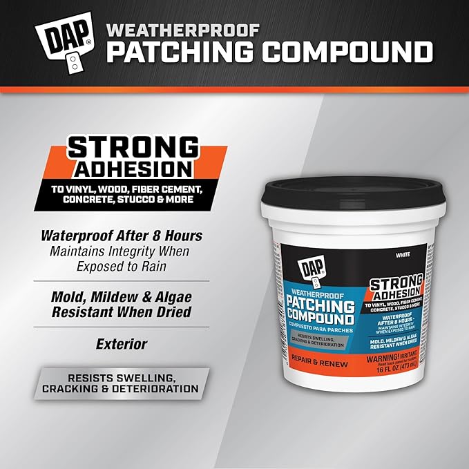 DAP Weatherproof Patching Compound, White, 16 Oz (7079818740)