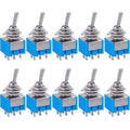 Taiss 10Pcs DPDT Mini Toggle Switch 6-Pin 2 Position ON/ON Miniature Toggle Switches 6A 125VAC Toggle Switch MTS-202