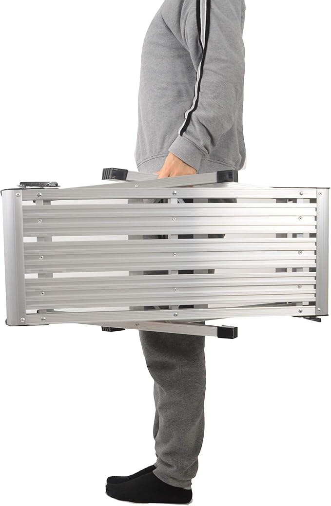 LEADALLWAY Work Platform Aluminum 30"x12"x20" Step Ladder Heavy Duty Foldable Aluminum Platform 330 Lbs Capacity