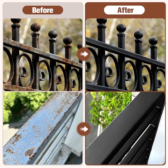 2-in-1 Rust Converter & Metal Primer - 1-Step Rust Stopper, Anti-Rust Coating & Corrosion Inhibitor, Quick-Dry Coating, Long-Lasting Rust Protection for Automotive, Trailer, Tools, for Automotive, Marine, Industrial, Tools, Fences (35 oz)