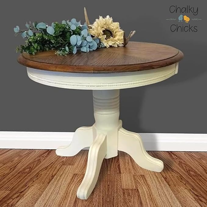 Chalky Chicks 32 Fl Oz Matte Salt Flats (Off White) Chalk Paint for Furniture Without Sanding - No Prep Furniture Paint No Sanding All in One for Crafts, Wood, Cabinet, Metal, Dresser, Farmhouse
