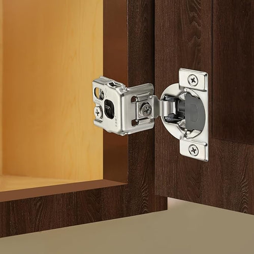 10 Pack (5 Pairs) 1-3/8" Overlay Soft Close Cabinet Hinges, Satin Nickel Stainless Steel Concealed Hinges with 3D Self-Closing for Face Frame Doors & Kitchens