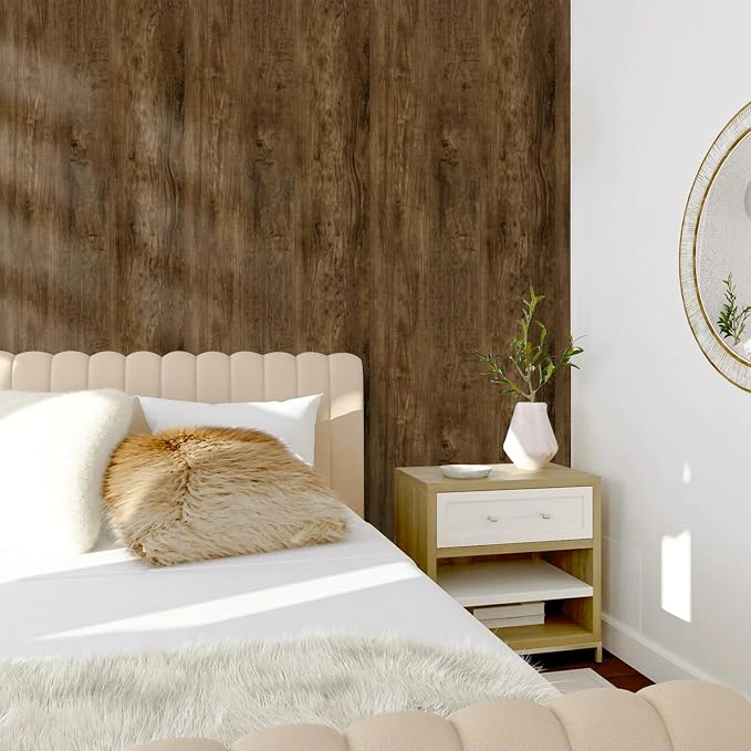 Wood Peel and Stick Wallpaper, Contact Paper for Classroom Home Decor | 17.7"x393" Removable Self-Adhesive Brown Wood Plank Film, Farmhouse Decor for Bulletin Board Desk Cabinet & Home Renovation