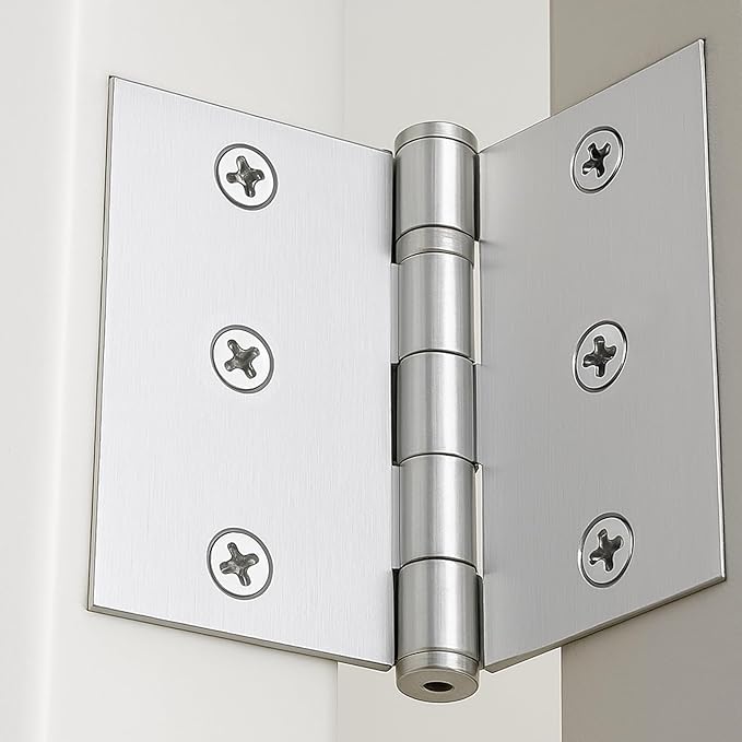 2 Pcs 3" Stainless Hinges,Stainless Steel Folding Butt Hinges Door Hinges with 12pcs Stainless Steel Screws Window and Door Hinges for Doors Wooden Boxes Windows (Silver)