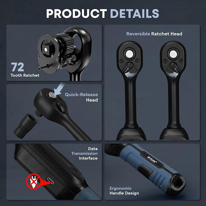 3/8 Torque Wrench Digital (5.02-99.6 Ft.Lb)±2% High accuracy Spark Plug Socket & Tire Inch Pound Torque Wrench 3/8 Drive with Buzzer and Colorful LED Indicator&Track Mode for Moto Auto Car