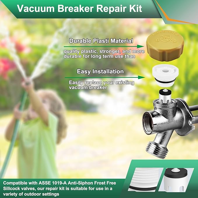 Vacuum Breaker Repair Kit, Anti-Siphon Frostproof Faucet Valve Hose Faucet Fitting Vacuum Breaker Replacement Kit for VACVBKX1B (1 Pack ASSE 1019-A Repair Kit)