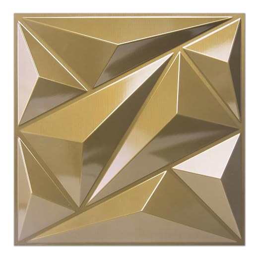 33 Pack 3D Wall Panel Diamond for Interior Wall Décor, PVC Textured Wall Panels, 12''x12'' Cover 32.Sq.Ft. Golden