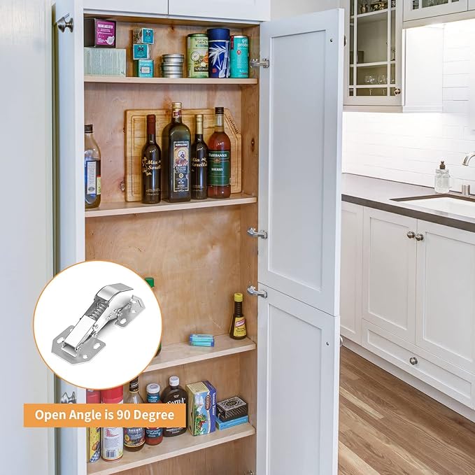 Chibery 10 Pack 90 Degree Soft Close Surface Mount Spring Hinges, Easy Installation No Pre-drilled, Noiseless Frameless Hidden Concealed Kitchen Cabinet Hinge for Cupboard Folded Replacement Hardware