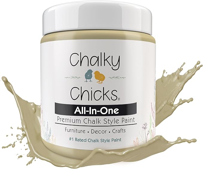 Chalky Chicks 4 Fl Oz Matte Olive Wood (Taupe) Chalk Paint for Furniture Without Sanding - No Prep Furniture Paint No Sanding All in One for Crafts, Walls, Cabinet, Metal, Dresser, Farmhouse