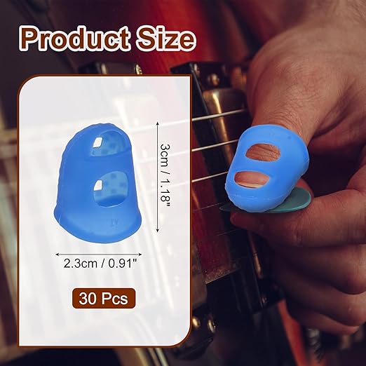 PATIKIL Finger Tip Covers Cots, Deep Blue Silicone Finger Protectors Gloves Breathable Reusable Fingertip Caps with Air Holes for Dry Skin Finger Cracking, XL, 30 Pcs