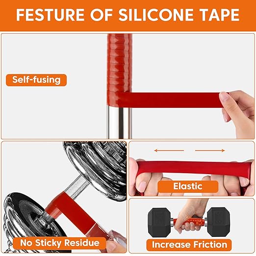 2 Rolls Self Fusing Silicone Tape - 1in(W) X 10ft(L) Waterproof Tape, Water Leak Seal, Plumbing Hose Repair, Rubber Tape for Cable Winding Insulating, Red