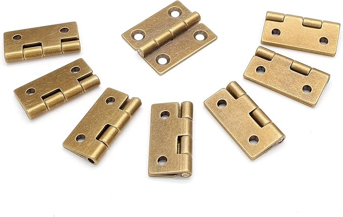 8pcs 1 Inch Brass Hinges, Mini Butt Hinges Cabinet Door Hinge, Box Hinge for Jewelry, Wooden Box, Small Cupboard Furniture (Bronze)