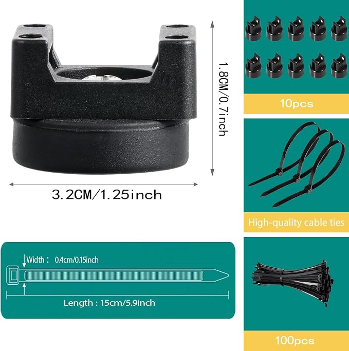 10 Pcs zbab1 Magnetic Zip Tie Mount Base, 45LBS Strong Magnetic Wire Holder & Cable Clips,Magnetic cable management for cars, offices, homes, and boats Diameter 32mm