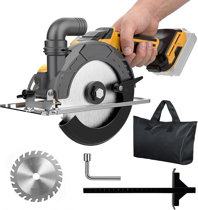6 In Brushless Circular Saw Compatible with Dewalt 20V Battery(NO Battery) | Cordless Circular Saw with Tool Bag,Guide Ruler,6" Blade,2" Cutting Depth,0-45°Bevel for Wood,PVC and Plastics