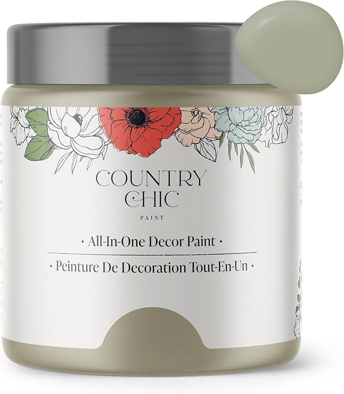 Country Chic All-in-One Chalk Paint for Furniture, Cabinets, Home Decor, Eco-Friendly, Matte Finish, Built-In Primer & Top Coat for Wood, Metal - Parisian Chic (Soft Taupe) sample (4oz)