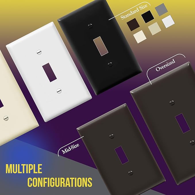 ENERLITES Toggle Light Switch Wall Plate, Gloss Finish, Size 1-Gang 4.50" x 2.76", Unbreakable Polycarbonate Thermoplastic, 8811-BR, Brown, Standard