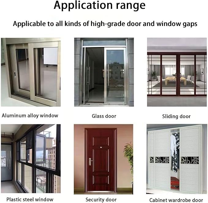 Weather Stripping Door Window Seal Strip 33 Ft, Selfadhesive Strong Adhesion, soundproofing, Draft Blocker, Dustproof, Suitable for Doors and Windows Cabinet Doors, 0.35 Wide X 0.6 Inch Thick, Gray