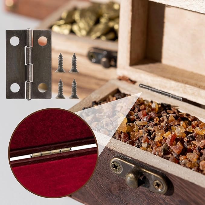 30 Pcs Small Mini Hinges, Retro Decorative Mini Hinge, Stainless Steel Folding Butt Miniature Hinge, 180 Degree Rotation Hinges with Screws for Cabinet Wooden Jewelry Box Crafts