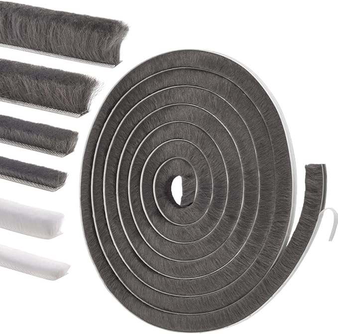 Self-Adhesive Weather Stripping Seal for Doors & Windows – Soundproof Insulation Gap Filler for Sliding, Exterior, Front, and Jamb Frames – 0.9" x 0.35" x 16.5 ft, Gray