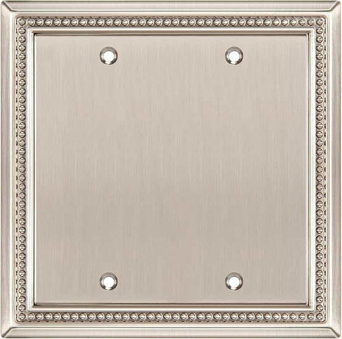 Henne Bery Sunken Pearls Heavy Duty Decorative Wall Plate Switch Plate Outlet Cover (Double Blank, Satin Nickel)
