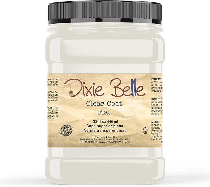 Dixie Belle Paint Company | Flat Clear Coat (32oz) | Soft Matte Finish Polyacrylic Topcoat | Chalk-Friendly Furniture Paint Finish