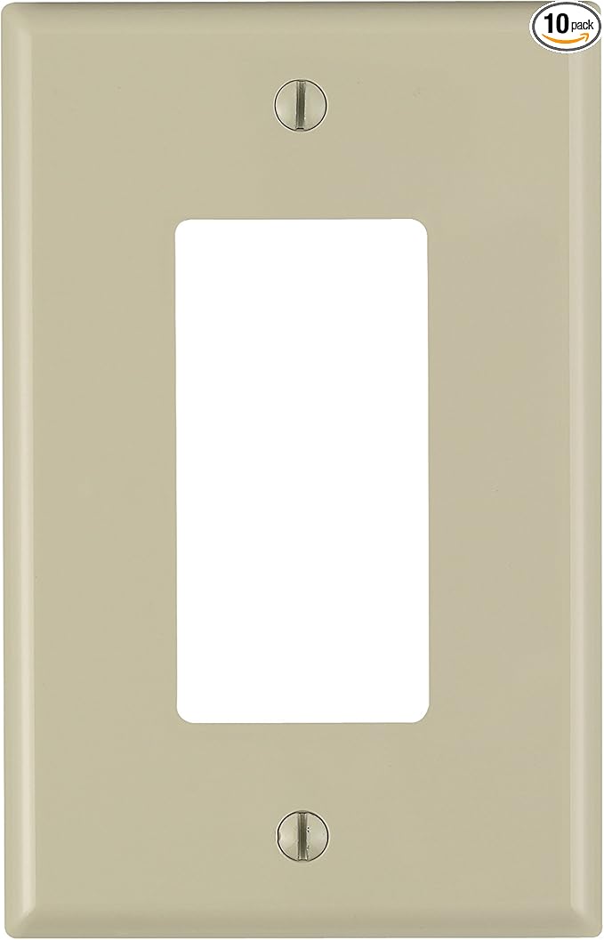 Leviton 1-Gang 1-Decora Midway Nylon Wallplate 10 Pack, PJ26-IM, Ivory