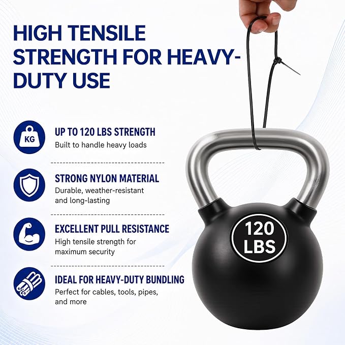 Zip Ties 12 inch, 1000 Pack Heavy Duty Black Zip Ties with 120 lbs Tensile Strength, Self-Locking Nylon Cable Ties,Wire Ties for indoor and outdoor use.