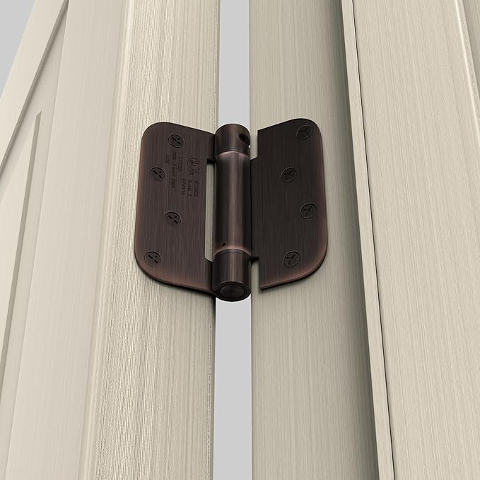 goldenwarm 2pack Oil Rubbed Bronze Door Hinges 4 Inch Self Closing Spring Door Hinge with 5/8" Radius Corners - Adjustable Door Closing, Residential & Heavy-Duty Hardware