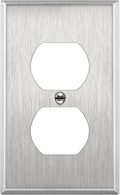 ENERLITES Duplex Receptacle Metal Wall Plate, Stainless Steel Outlet Cover, Corrosion Resistant, Size 1-Gang 4.50" x 2.76", UL Listed, 7721, 430, Silver