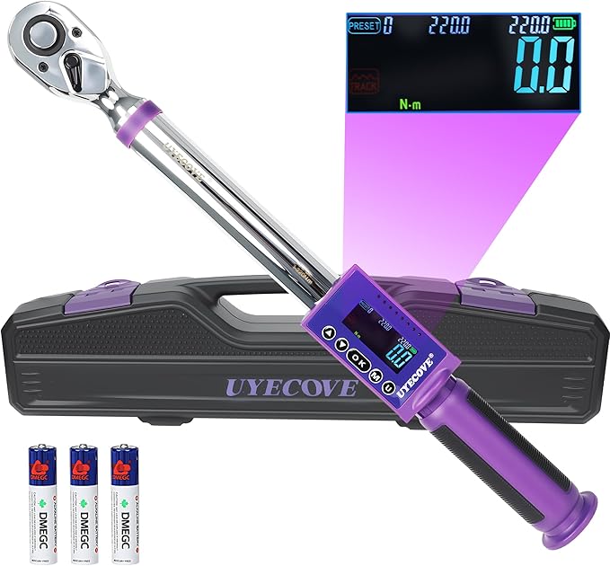 Digital Torque Wrench 1/2 Drive, (8.1-147.5 FT-LB/11-200N.M) ±2% High Accuracy Digital Torque Wrench, With Vibration, Buzzer and LED Alert