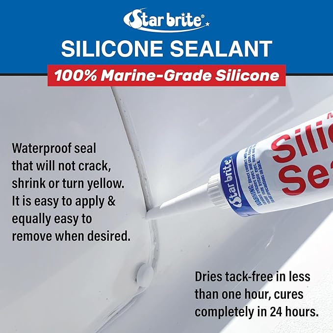 STAR BRITE Marine Silicone Sealant - Waterproof, Durable, UV Resistant, for Fiberglass, Metal, Wood, Glass, Ceramic & More