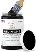 Chalky Chicks 32 Fl Oz Matte Starless Night Black Chalk Paint for Furniture Without Sanding - No Prep Furniture Paint No Sanding All in One for Crafts, Wood, Cabinet, Walls, Metal, Dresser, Farmhouse